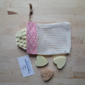 filet à savon motif graphique rose