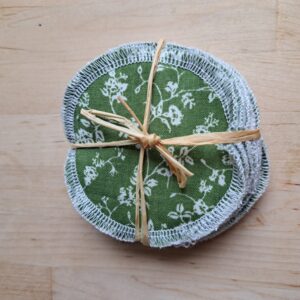 Disques à démaquiller lavables motif fleuri vert