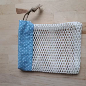 filet à savon motif carreaux bleus