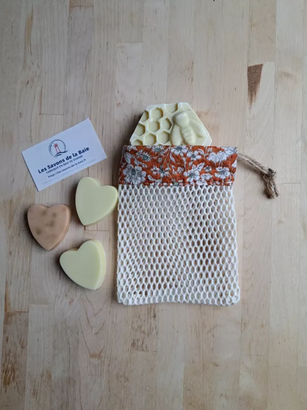 filet à savon petites fleurs orange