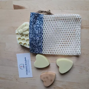 filet à savon fleuri bleu